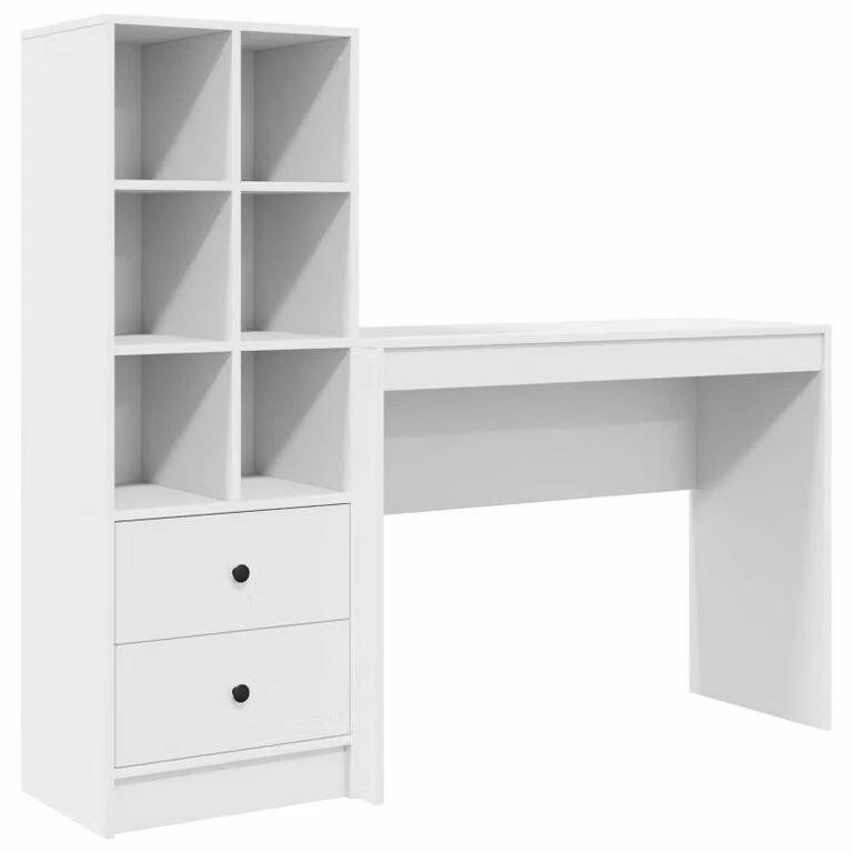 Set de 2 escritorios modernos vidaXL con estantería de madera MDF laminada, An/P/Al: 145,5 x 40 x 127 cm
