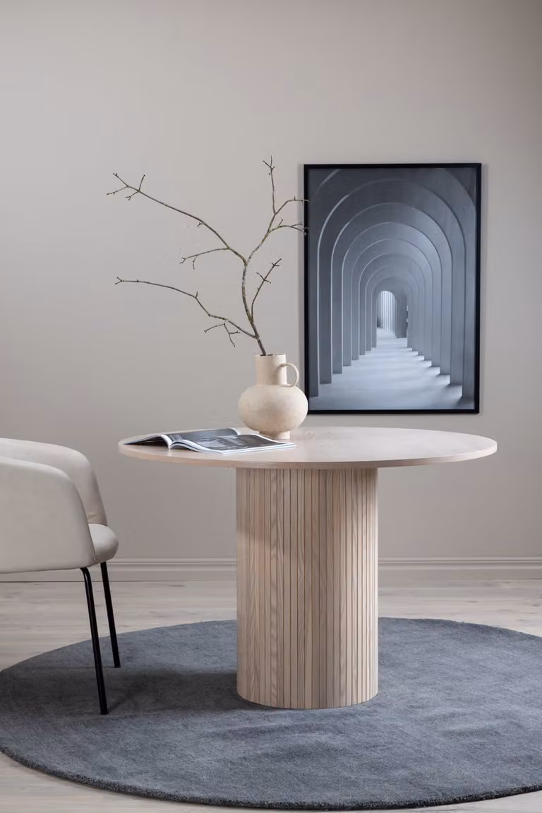 Mesa de comedor redonda moderna Venture Home en color blanco y beige, An/P/Al: 110 x 110 x 75 cm