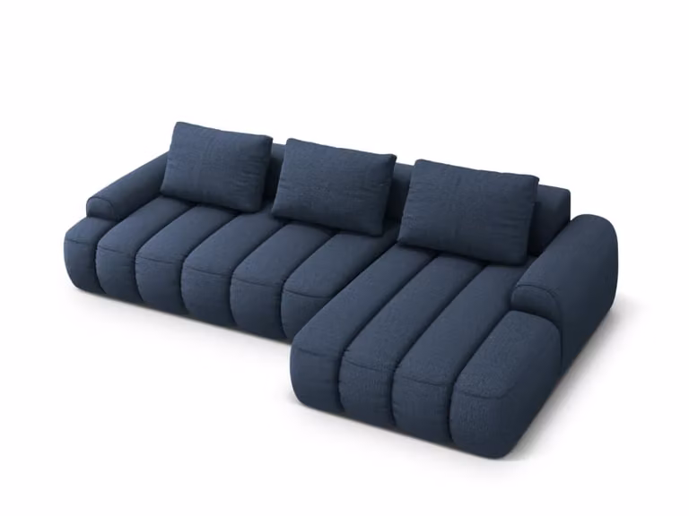 Sofá cama esquinero derecho CXL by Christian Lacroix con baúl, azul, 140 x 220 cm