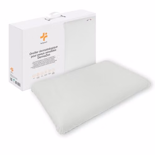 Almohada dermatológica Inphysio DermaZen de viscoelástica, Tencel y SMARTCEL con Zinc, hipoalergénica y transpirable, color blanco, An/P/Al: 60 x 40 x 11 cm