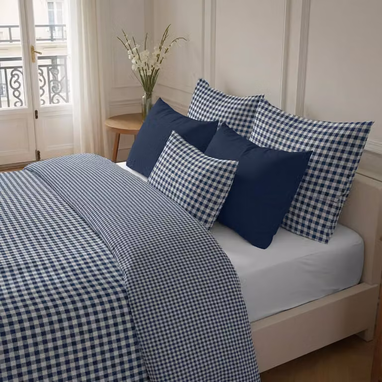 Funda nórdica reversible de algodón transpirable en azul y blanco, An/P/Al: 290 x 240 x 200 cm