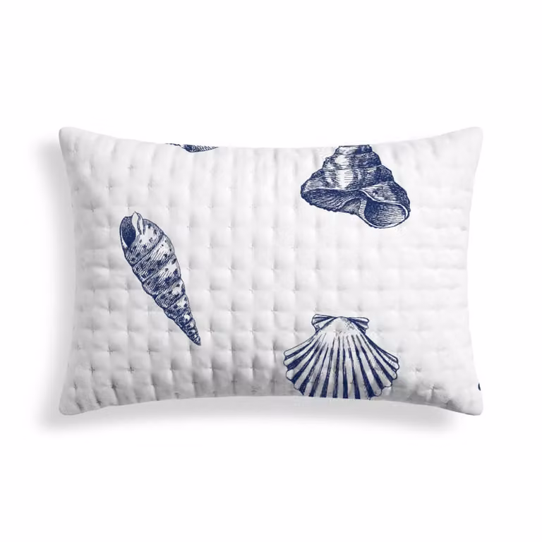Funda de almohada reversible de microfibra con diseño náutico en blanco y azul, An/P: 50 x 80 cm