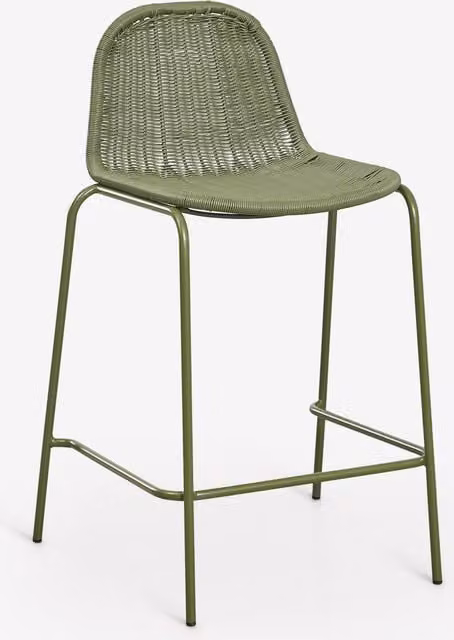 Pack de 4 taburetes altos apilables Reiven de Sklum en ratán sintético y hierro color verde