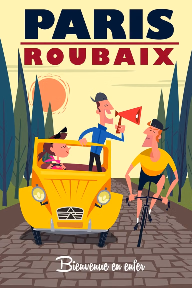 Cuadro Hexoa de Carreras de París Roubaix con Impresión sobre Lienzo Multicolor An: 60 cm, Al: 90 cm