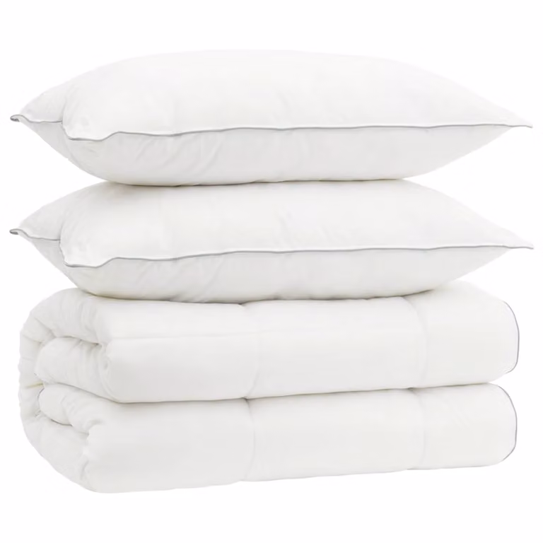 Juego de edredón y almohada vidaXL de 3 piezas en color blanco, confeccionado con lana nueva y microfibra para todas las estaciones, An/P/Al: 200 x 200 cm